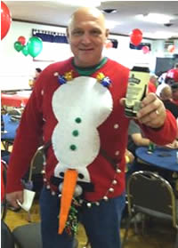 Adam Cira wins Ugly Christmas Sweater Contest